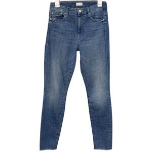MOTHER High Waisted Looker Ankle Fray Smart Cookie Blue Denim Jeans Size 27